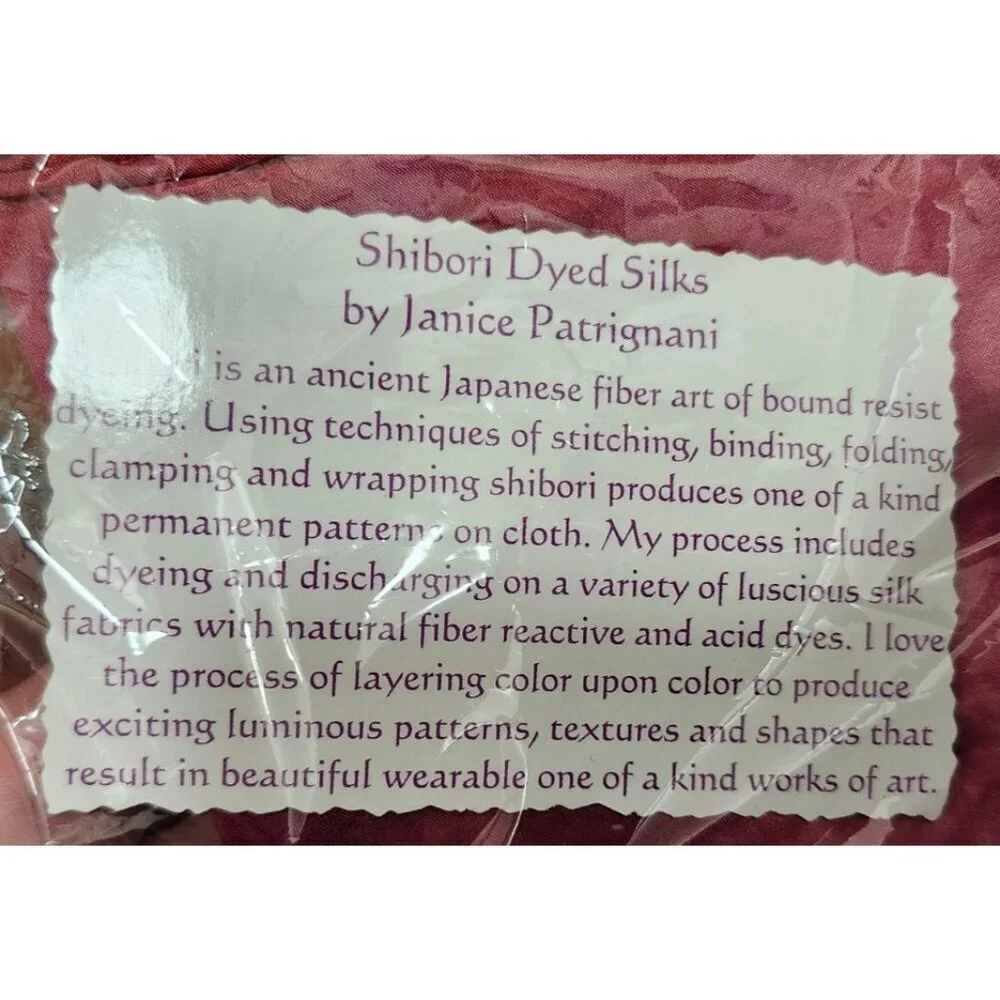 Shibori Dyed Silk Scarf Pink Orange Handmade Artisan Janice Patrignani Long Wrap